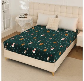 Plachta mikroplyš SNOWMAN AND GINGERBREAD 160x200 cm zelené