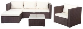 Polyratanová záhradná súprava Brescia - hnedá, krémové vankúše