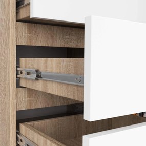 Komoda JERRY 80 cm 1 dvere 5 zásuviek dub sonoma/biela