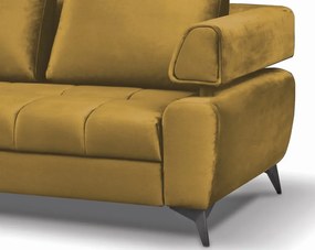 Rohová sedacia súprava Paris, horčicová žltá látka, ľavý roh