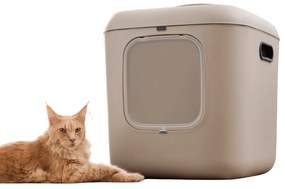 2. akosť - Mačacia toaleta, krytý záchod pre mačky CAT XXL - béžová (prasknuté veko)