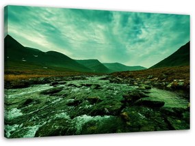 Obraz na plátně Horský potok Krajina Zelená - 100x70 cm