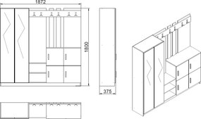 Predsieňová stena Houseland Gibson borovica Atlantic/antracitovo sivá