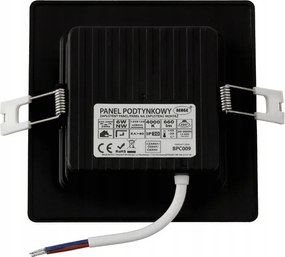 LED panelové stropné svietidlo do zapustenej montáže 6W, zapustené, čierne štvorcové, 4000K