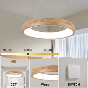 Brilagi - LED závesný luster na lankách FALCON WOOD LED/40W/230V 3000/4000/6000K 60 cm drevo