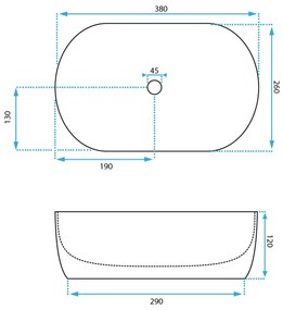 Rea Amelia, umývadlo na dosku 380x260x120mm, imitácia kameňa Shiny Aiax, REA-U9107