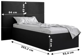 Jednolôžková posteľ s čalúneným čelom 90 cm Brittany 2 (čierna matná + čierna) (s roštom). Vlastná spoľahlivá doprava až k Vám domov. 1045913