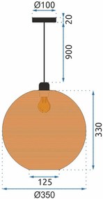 Toolight - Stropné svietidlo z prírodného bambusu Boho E27 60W APP882-1CP, hnedá, OSW-05242