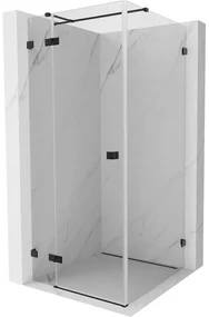 Mexen Lunar T, sklápací sprchový kút ľavý 110 x 110 cm, 8mm číre sklo, čierny profil, 834T-110-110-70-00-L