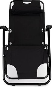 Ležadlo s opierkou hlavy, skladacia konštrukcia, čierne