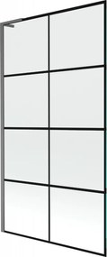 Mexen Next L, 1-krídlová vaňová zástena 100 x 150 cm, 6mm číre sklo-čierny vzor, grafitový profil, 895-100-000-03-77-66