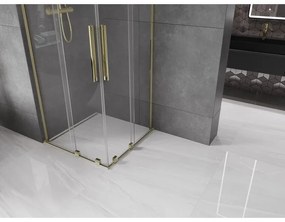 Mexen Velar L Duo, sprchový kút s posuvnými dverami 80 x 80 cm, 8mm číre sklo, zlatá lesklá, 871-080-080-02-03-50