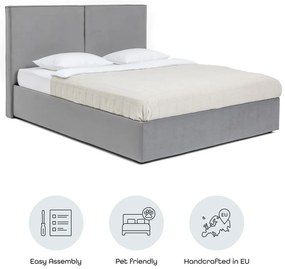 Sivá čalúnená dvojlôžková posteľ s úložným priestorom s roštom 160x200 cm Thessa Bold – Bonami Selection
