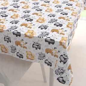 Biante Detský bavlnený obdĺžnikový obrus Sandra SA-223 Zvieratká s mláďátkami 140x220 cm