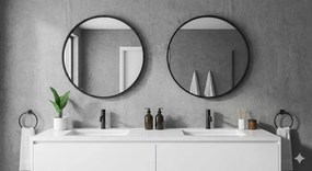 Erga Round, okrúhle zrkadlo 70cm, čierny rám, ERG-V01-ROUND-7070-BK