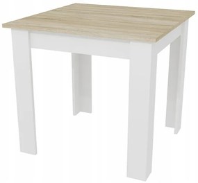 Súprava štvorcový stôl 80x80 dub sonoma + 4 stoličky MARK white