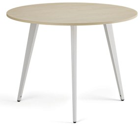 Konferenčný stôl PRIMO VIBE, priemer 100 cm, biela podnož, breza