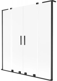 Mexen Velar L Duo, 2-krídlová posuvná vaňová zástena 160 x 150 cm, 8mm sklo námraza, čierna matná, 896-160-003-32-70