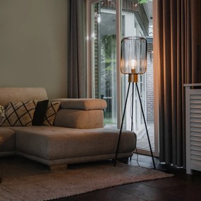 Dizajnová stojaca lampa čierna so zlatom - Mayelle