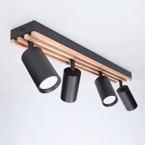 Brilagi - Bodové svietidlo SELE WOOD ACOUSTIC 4xGU10/30W/230V čierna/drevo