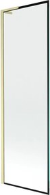 Mexen Next L, 1-krídlová vaňová zástena 60 x 150 cm, 6mm číre sklo-čierny vzor, zlatý matný profil, 895-060-000-03-70-55