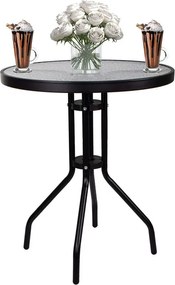 SPRINGOS Záhradný nábytok, sada pre 2 osoby: stoličky a stôl, kovovo-sklenená súprava, čierna