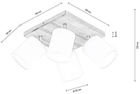Spot-Light DO56845474 - Stropné bodové svietidlo APRILLIA 4xE27/25W/230V borovica