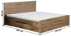 Tempo Kondela Spálňový komplet (posteľ 160x200 cm, 2x nočný stolík, skriňa), dub ribeck/tmavý grafit, ARMENY