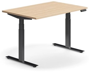Výškovo nastaviteľný stôl QBUS, rovný, 1200x800 mm, čierny rám, dub