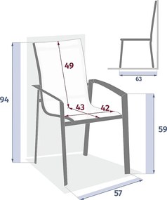 DEOKORK Hliníkové kreslo s textíliou NOVARA (antracit)