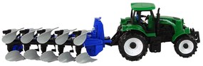 Lean Toys Zelený traktor s pluhom