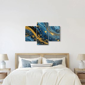 Obraz - Modrá abstrakcia so zlatom (90x60 cm)
