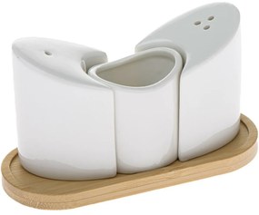 Porcelánová soľnička a korenička s podtáckou Krídla