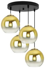 Závesné svietidlo Bergen Gold, 4x zlaté/transparentné sklenené tienidlo (fi 20cm), o