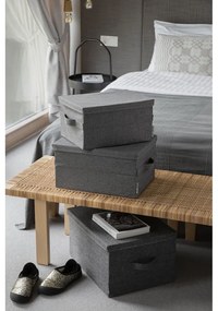 Sivý látkový úložný box s vekom 35x19x26 cm Soft Storage – Bigso Box of Sweden