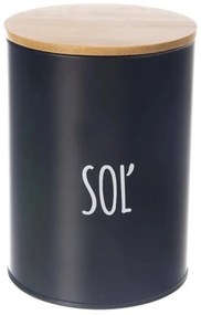 Dóza na potraviny, plechová, čierna, s bambusovým vekom, 1,3l, SOĽ