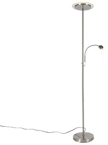 Moderná stojaca lampa oceľ vrátane LED s ramenom na čítanie - Chala
