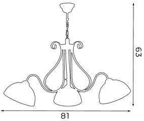 Luster na reťazi ANTICA 3xE27/60W/230V