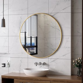 Erga Round, okrúhle zrkadlo 100cm, zlatý rám, ERG-V01-ROUND-1010-GD