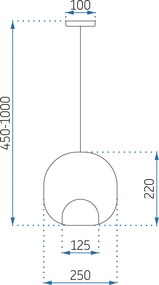 Toolight - závesné sklenené svietidlo s dymového skla E27 60W APP1027-1CP, čierna, OSW-01154
