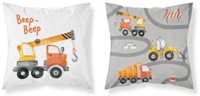 Detská bavlnená obliečka na vankúš so stavebnými strojmi - obojstranná Šírka: 40 cm | Dĺžka: 40 cm