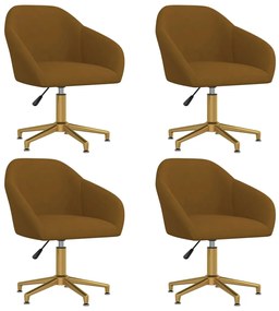Otočné jedálenské stoličky 4 ks hnedé zamatové 3089713