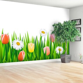 Fototapeta Vliesová Tulipány tráva 250x104 cm