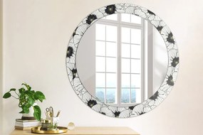 Okrúhle zrkadlo s potlačou Zloženie lineárnych kvetov fi 80 cm