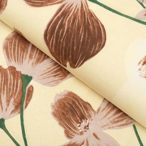 Biante Bavlnený štvorcový obrus Sandra SA-536 Hnedé orchidey na vanilkovo žltom 100x100 cm