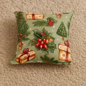 Obliečka na vankúš z mikrovlákna CHRISTMAS PRESENTS 45x45 cm, zelený
