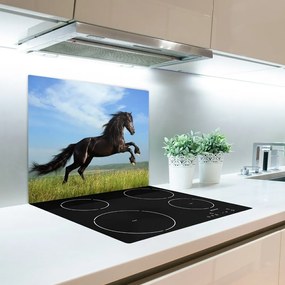 Sklenená doska na krájanie Čierny kôň na lúke 60x52 cm
