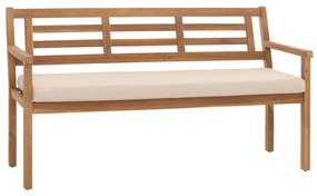 Záhradná lavička HWC-N47, 82x145x59 cm, akáciové drevo - krémovo-béžový vankúš