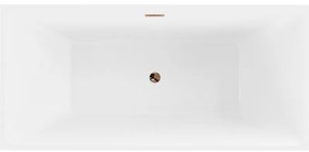 Mexen Nita, voľne stojaca vaňa 170 x 80 cm, biela, ružové zlato prepad, 52091708000-60