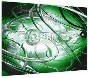 Zelený abstraktný sklenený obraz (70x50 cm)